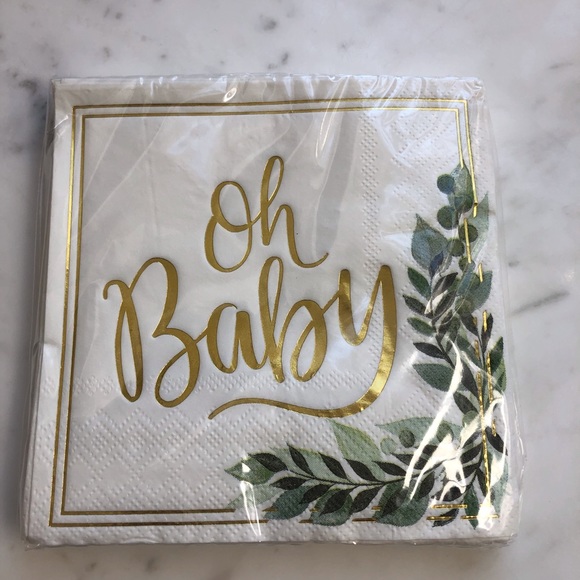 “Oh Baby” Gold Foil 5” Napkins (50) - Picture 3 of 6